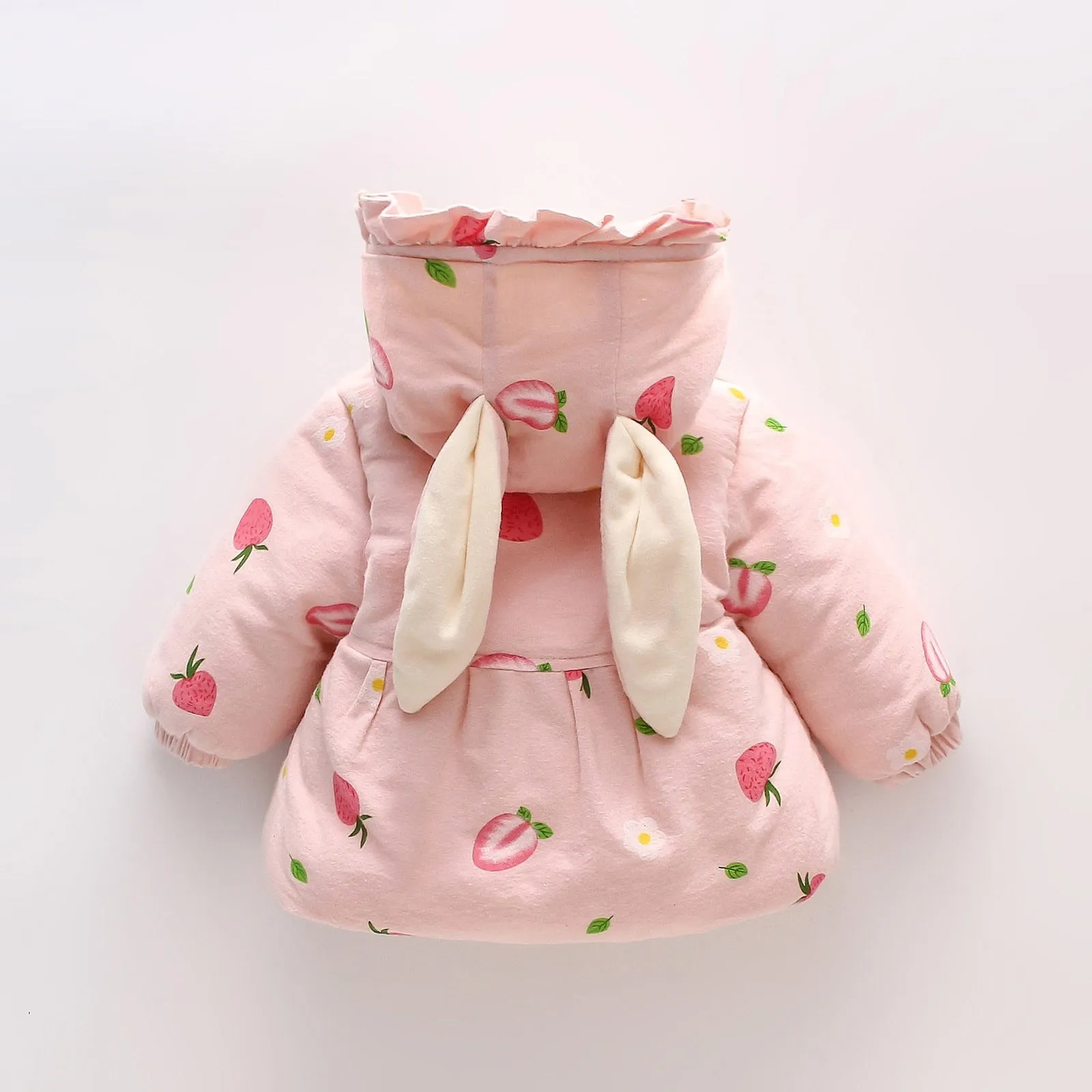 2PCS Baby Girls Floral Printed Hooded Parkas Bag