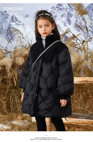 5-14 Years Girls Down Jacket Fall And Winter Keep Warm Fashion Parkas Long Style Zipper Teenager Girls Outerwear Kids Clothes