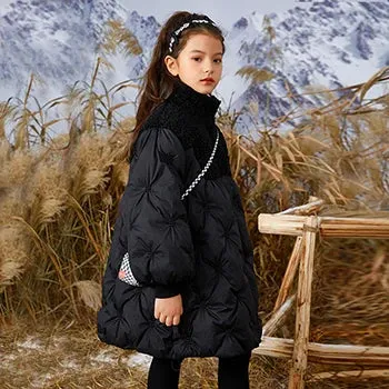 5-14 Years Girls Down Jacket Fall And Winter Keep Warm Fashion Parkas Long Style Zipper Teenager Girls Outerwear Kids Clothes