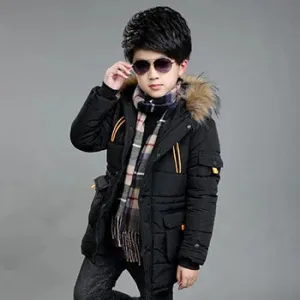 5 6 8 10 12 14 Years Big Boys Jacket Fall Winter Plus Velvet Warm Teen Kids Jackets Fashion Mid-Length Zipper Hooded Boys Coat