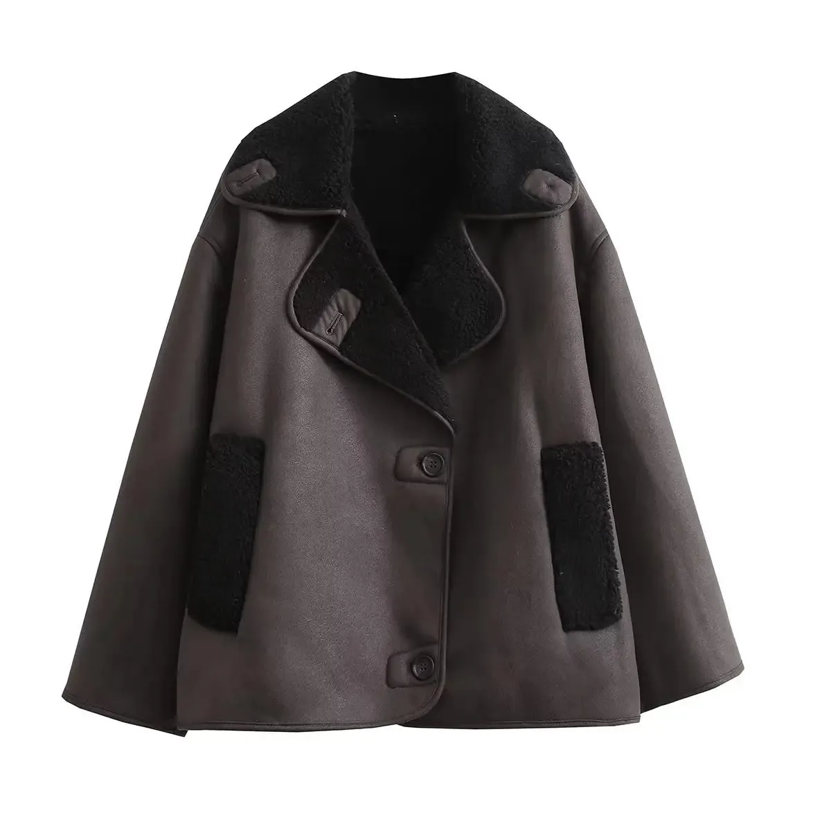 A&A Hazel Faux Leather Wool Blend Jacket