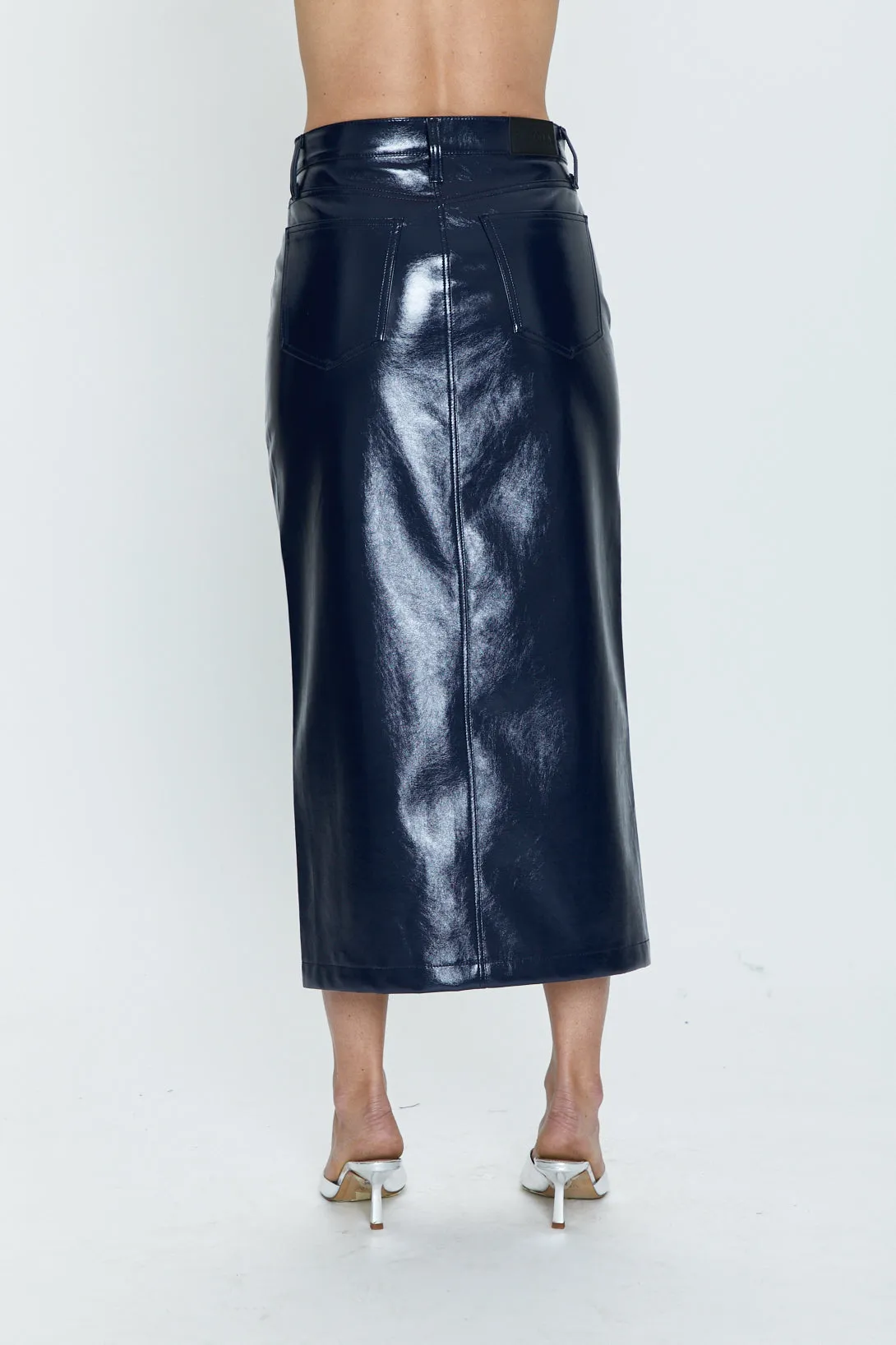 Alice Utility Midi Skirt - Navy Vinyl