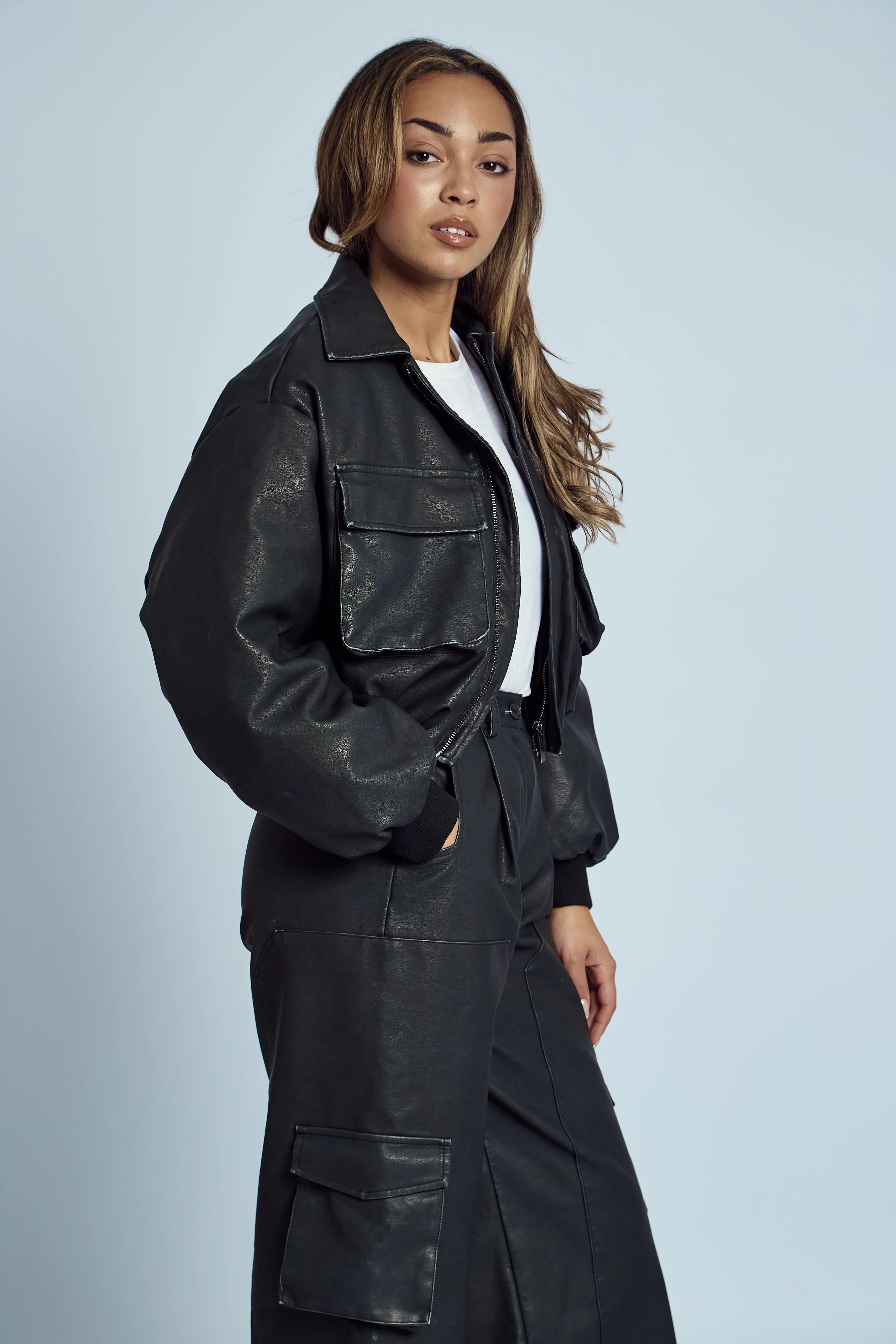 ALMOS VEGAN LEATHER PUFFED BOMBER