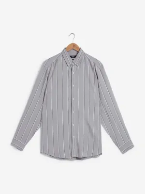 Ascot Grey Striped Relaxed-Fit Shirt