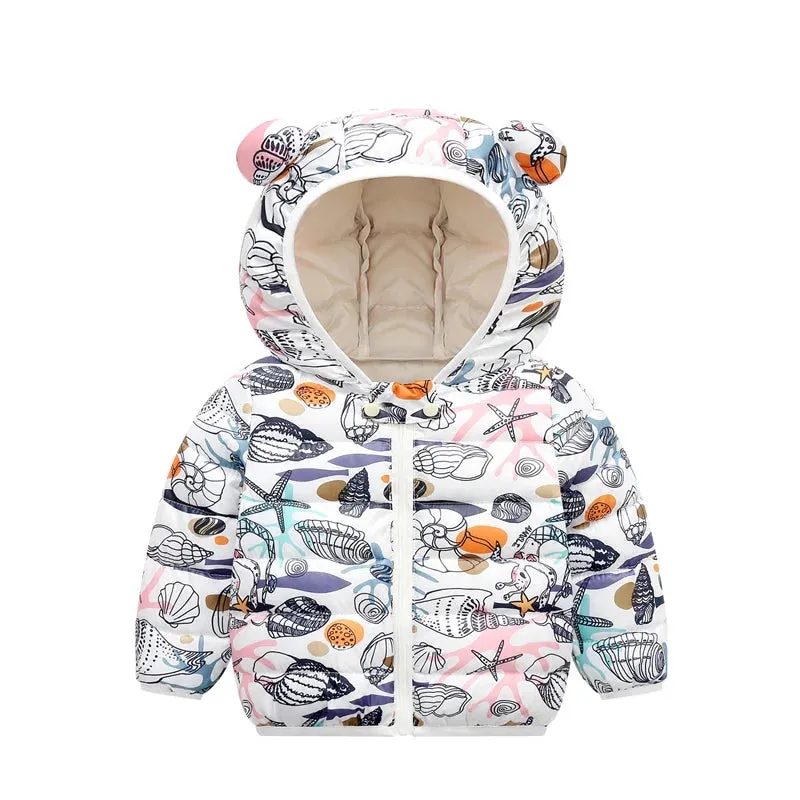 Baby Boys/Girls Cartoon Print Hooded Parka/Jackets