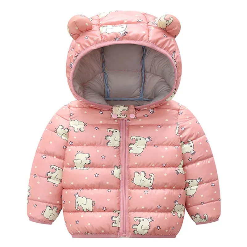 Baby Boys/Girls Cartoon Print Hooded Parka/Jackets