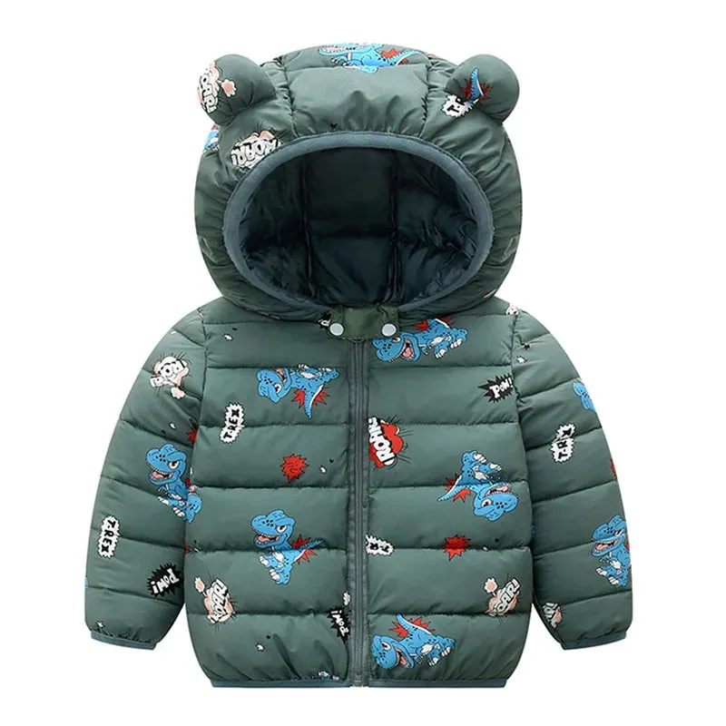 Baby Boys/Girls Cartoon Print Hooded Parka/Jackets