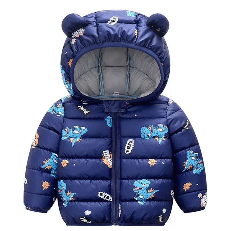 Baby Boys/Girls Cartoon Print Hooded Parka/Jackets