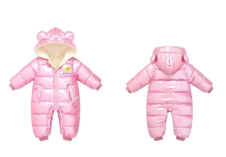 Baby Winter Snowsuit Plus Velvet Waterproof No-wash Baby Boy Jumpsuit Newborn Romper Baby Girl Overalls Infant Coat Clothes