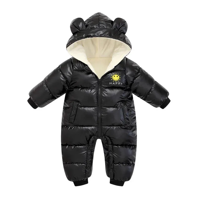 Baby Winter Snowsuit Plus Velvet Waterproof No-wash Baby Boy Jumpsuit Newborn Romper Baby Girl Overalls Infant Coat Clothes