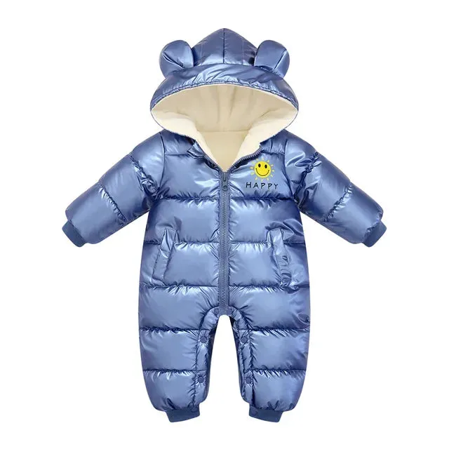 Baby Winter Snowsuit Plus Velvet Waterproof No-wash Baby Boy Jumpsuit Newborn Romper Baby Girl Overalls Infant Coat Clothes