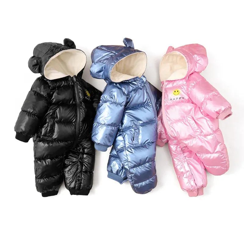 Baby Winter Snowsuit Plus Velvet Waterproof No-wash Baby Boy Jumpsuit Newborn Romper Baby Girl Overalls Infant Coat Clothes