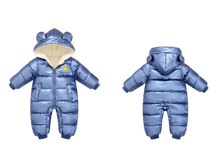 Baby Winter Snowsuit Plus Velvet Waterproof No-wash Baby Boy Jumpsuit Newborn Romper Baby Girl Overalls Infant Coat Clothes