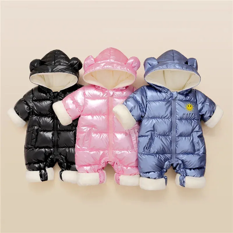 Baby Winter Snowsuit Plus Velvet Waterproof No-wash Baby Boy Jumpsuit Newborn Romper Baby Girl Overalls Infant Coat Clothes