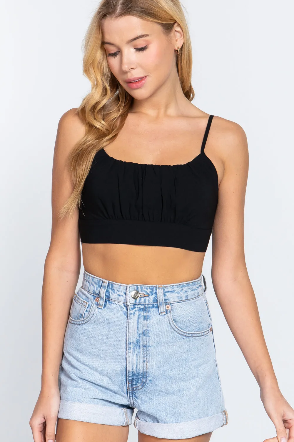 Back Ribbon Tie Cami Crop Top -5 colors- Ships from The US