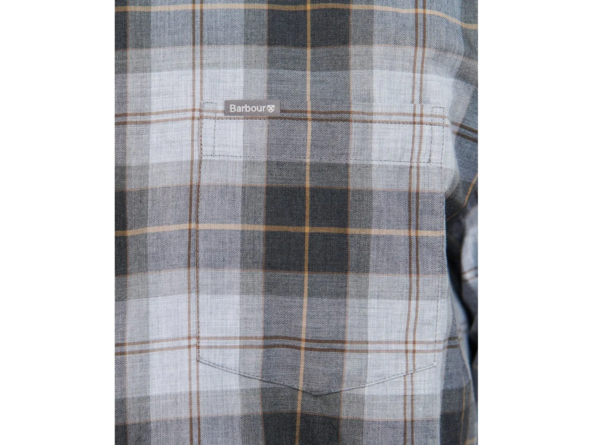 Barbour Wetheram Grey & Camel Tartan Plaid Button Down Collar Shirt in Tailored Fit