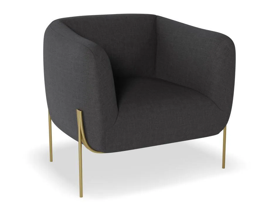 Belle Lounge Chair - Storm Grey - Brushed Matt Bronze Legs