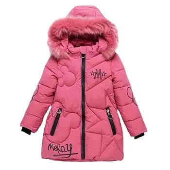 Big Size Winter Girls Jackets Keep Warm Thicken Christmas Coat Fall Hooded Zipper Waterproof Outerwear Kids Clothes 3-12 Years