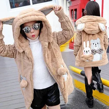 Big Size Winter Girls Jackets Keep Warm Thicken Christmas Coat Fall Hooded Zipper Waterproof Outerwear Kids Clothes 3-12 Years