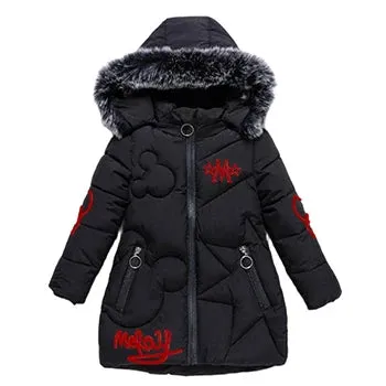 Big Size Winter Girls Jackets Keep Warm Thicken Christmas Coat Fall Hooded Zipper Waterproof Outerwear Kids Clothes 3-12 Years