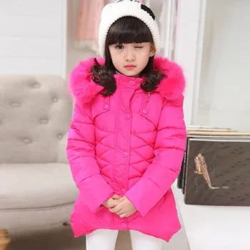 Big Size Winter Girls Jackets Keep Warm Thicken Christmas Coat Fall Hooded Zipper Waterproof Outerwear Kids Clothes 3-12 Years