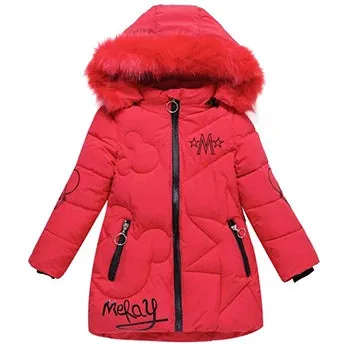 Big Size Winter Girls Jackets Keep Warm Thicken Christmas Coat Fall Hooded Zipper Waterproof Outerwear Kids Clothes 3-12 Years