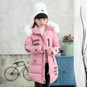 Big Size Winter Girls Jackets Keep Warm Thicken Christmas Coat Fall Hooded Zipper Waterproof Outerwear Kids Clothes 3-12 Years