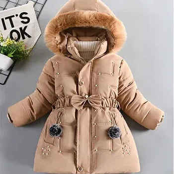 Big Size Winter Girls Jackets Keep Warm Thicken Christmas Coat Fall Hooded Zipper Waterproof Outerwear Kids Clothes 3-12 Years