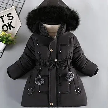 Big Size Winter Girls Jackets Keep Warm Thicken Christmas Coat Fall Hooded Zipper Waterproof Outerwear Kids Clothes 3-12 Years