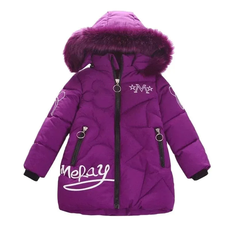 Big Size Winter Girls Jackets Keep Warm Thicken Christmas Coat Fall Hooded Zipper Waterproof Outerwear Kids Clothes 3-12 Years