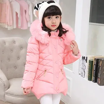 Big Size Winter Girls Jackets Keep Warm Thicken Christmas Coat Fall Hooded Zipper Waterproof Outerwear Kids Clothes 3-12 Years