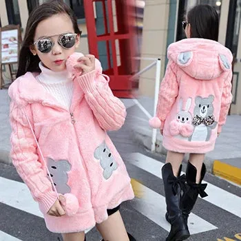 Big Size Winter Girls Jackets Keep Warm Thicken Christmas Coat Fall Hooded Zipper Waterproof Outerwear Kids Clothes 3-12 Years