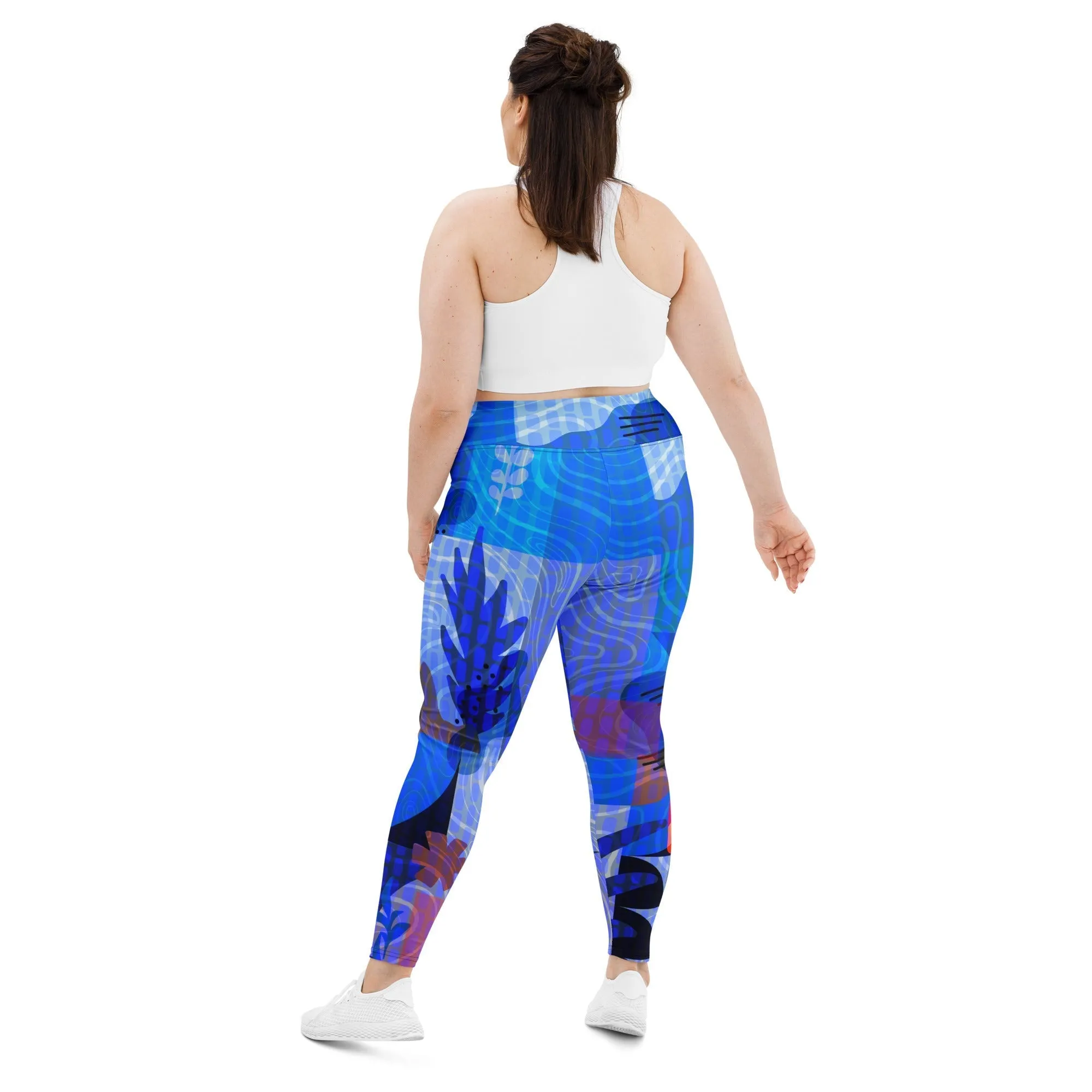 Blue Abstract Plus Size Leggings