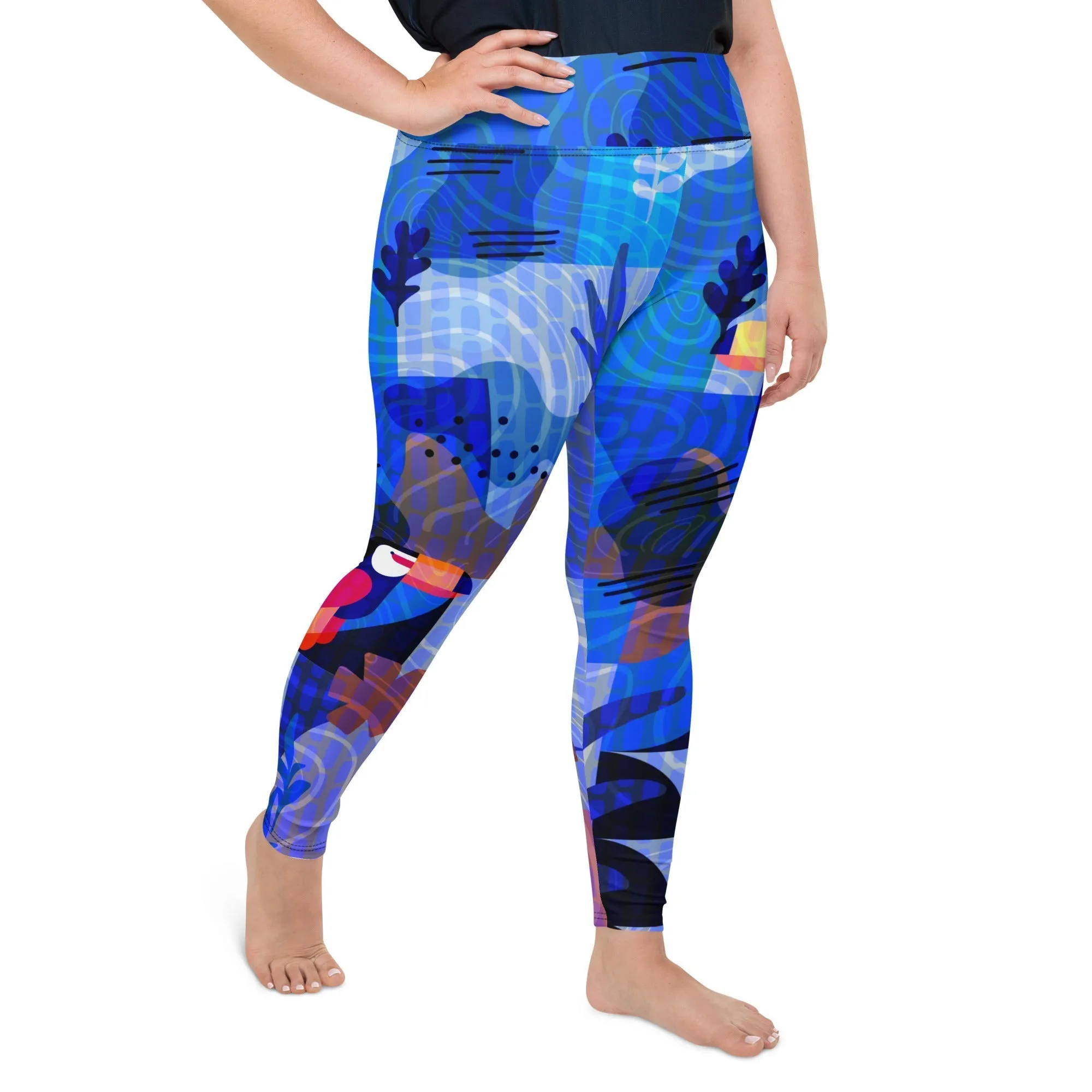 Blue Abstract Plus Size Leggings