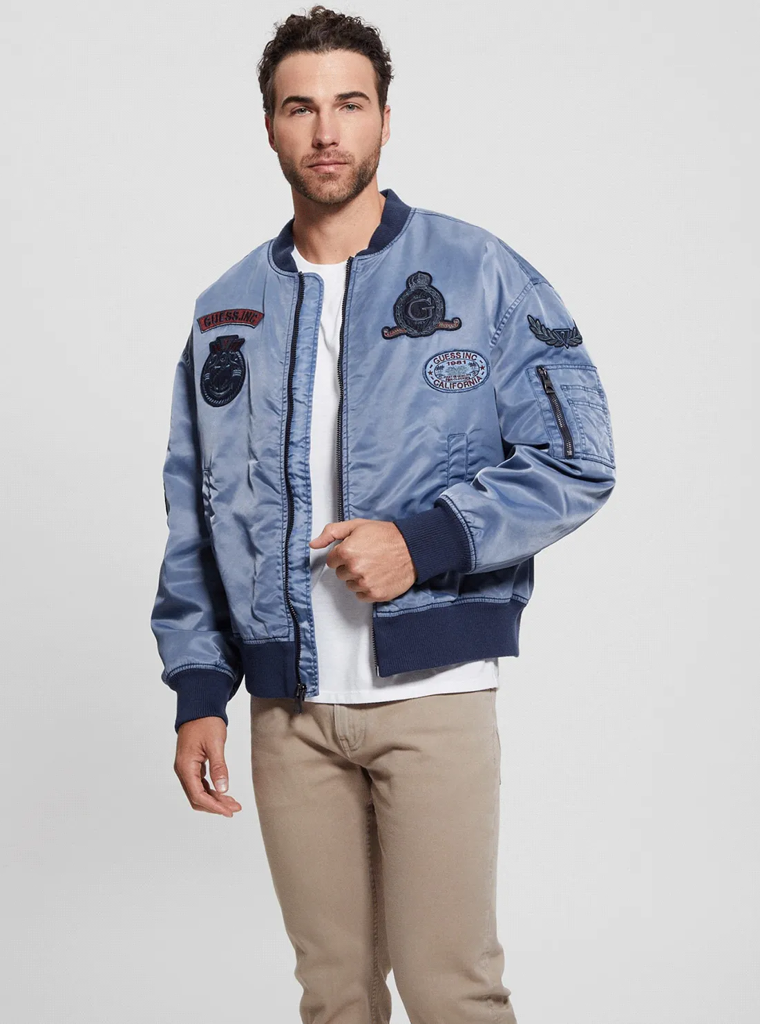 Blue Ace Twill Washed Bomber Jacket