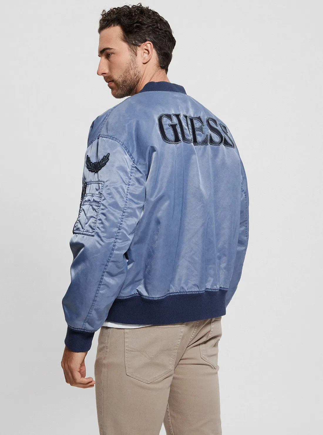 Blue Ace Twill Washed Bomber Jacket