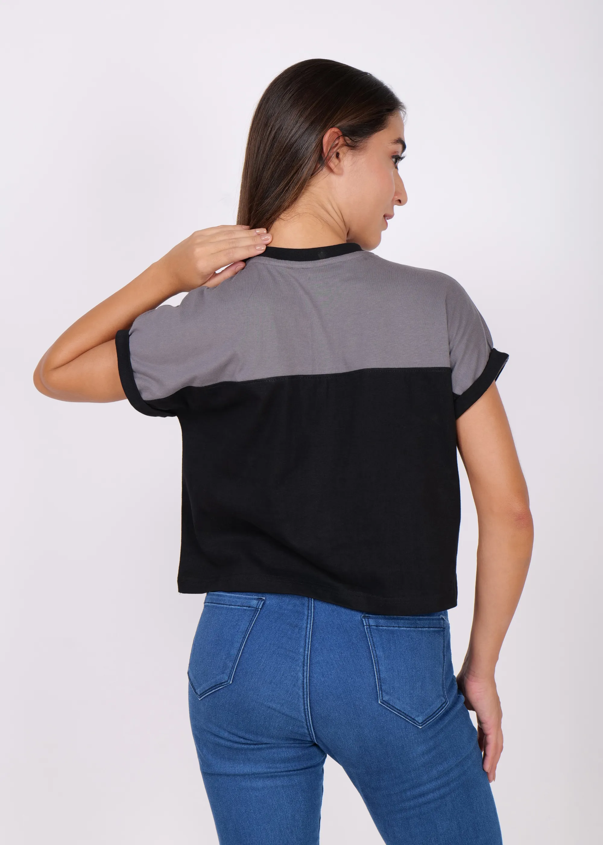 Boxy Color Block Crop Top