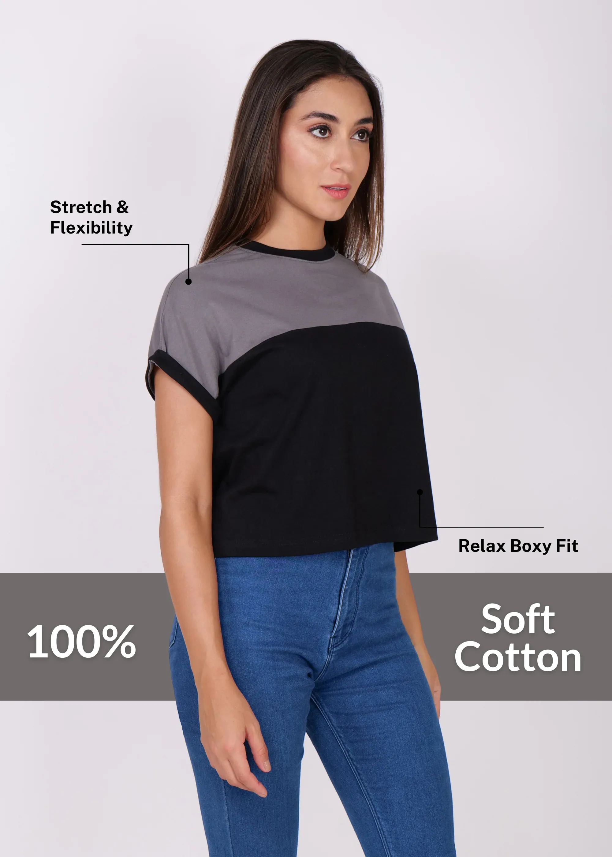 Boxy Color Block Crop Top