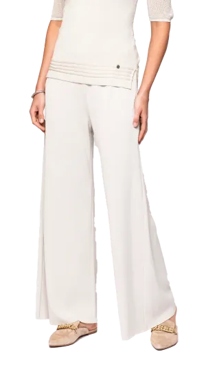 Briana Wide-Leg Milano-Knit Pants; Beige