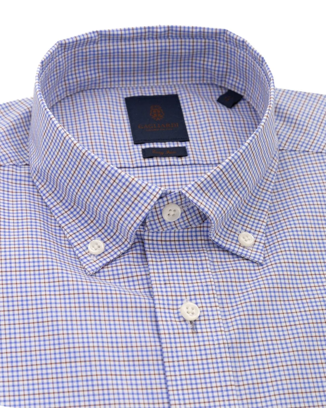 Brown Mini Graph Check Button-down Easy-iron Shirt