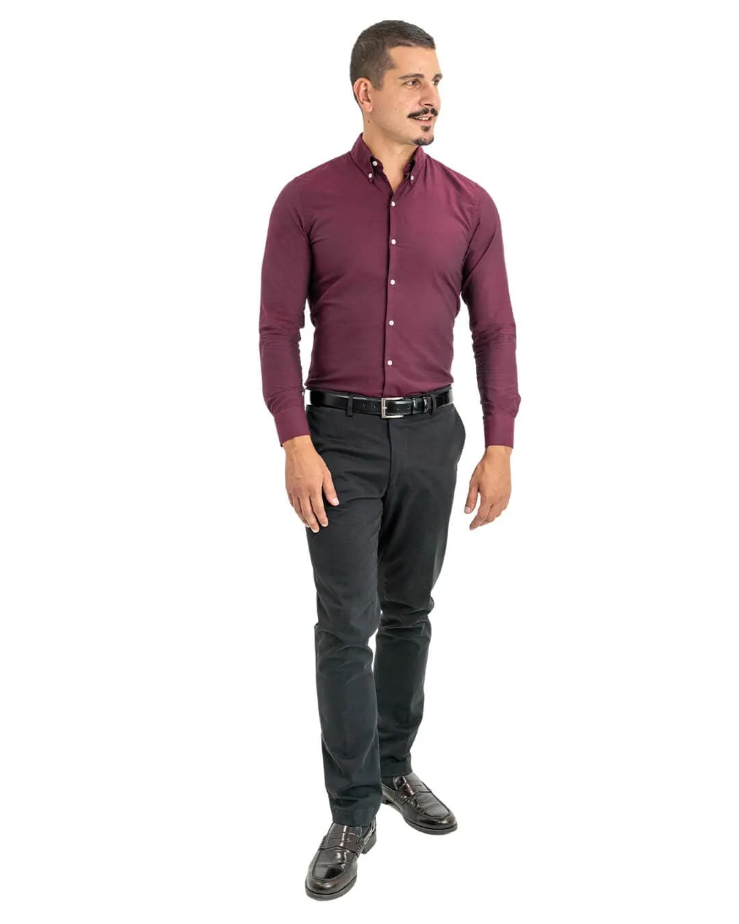 Burgundy Cotton Oxford Button Down Shirt