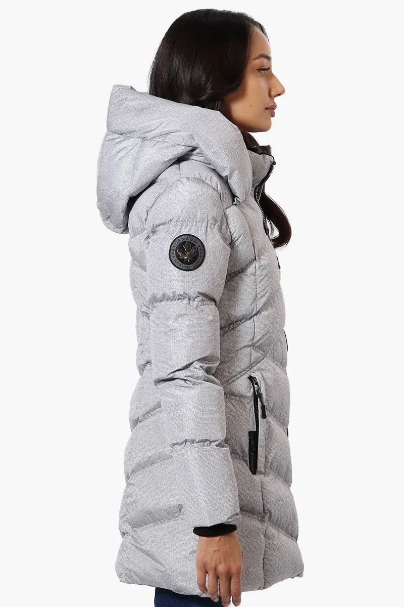 Canada Weather Gear Chevron Quilted Puffer Parka Jacket - Grey