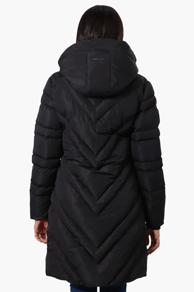 Canada Weather Gear Long Chevron Quilted Parka Jacket - Black