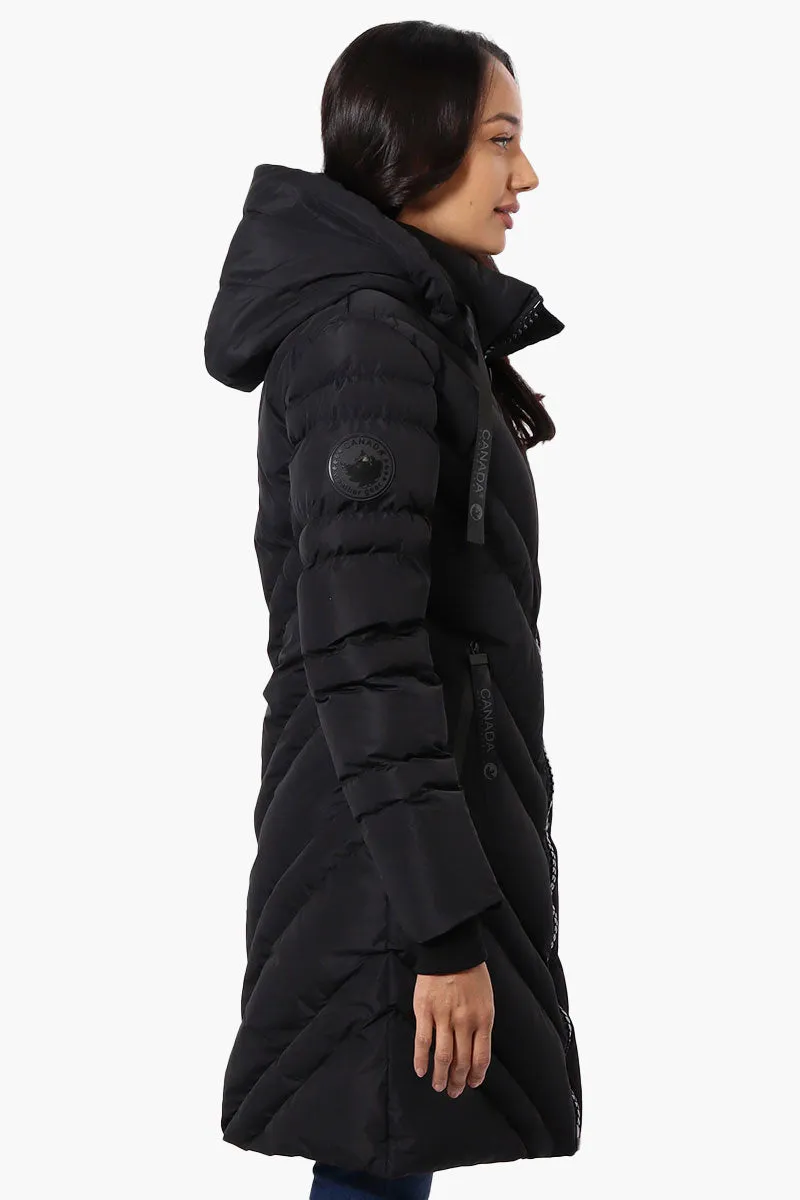 Canada Weather Gear Long Chevron Quilted Parka Jacket - Black