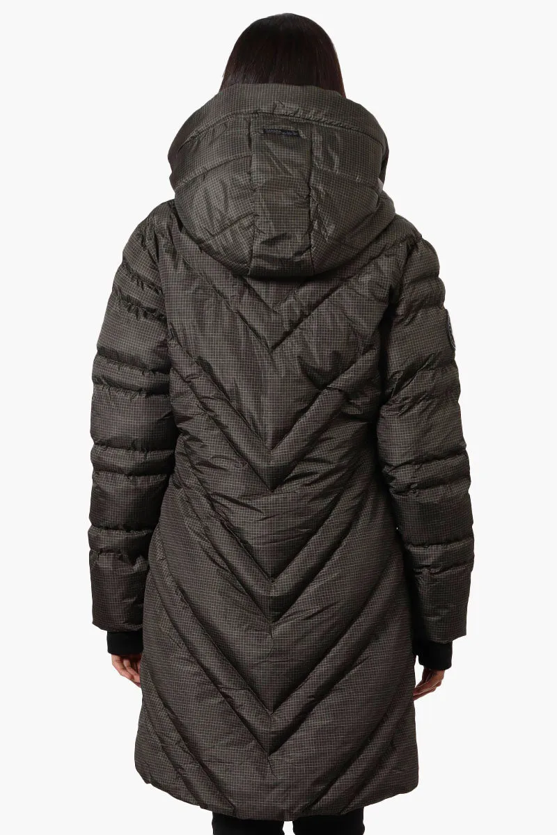 Canada Weather Gear Long Chevron Quilted Parka Jacket - Olive