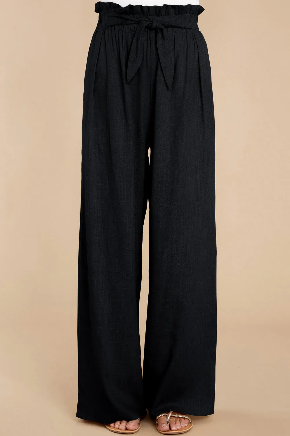 Casual High Rise Paperbag Waist Wide Leg Pants