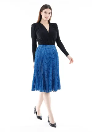 Chiffon Polka Dot Pattern Pleated Midi Skirt