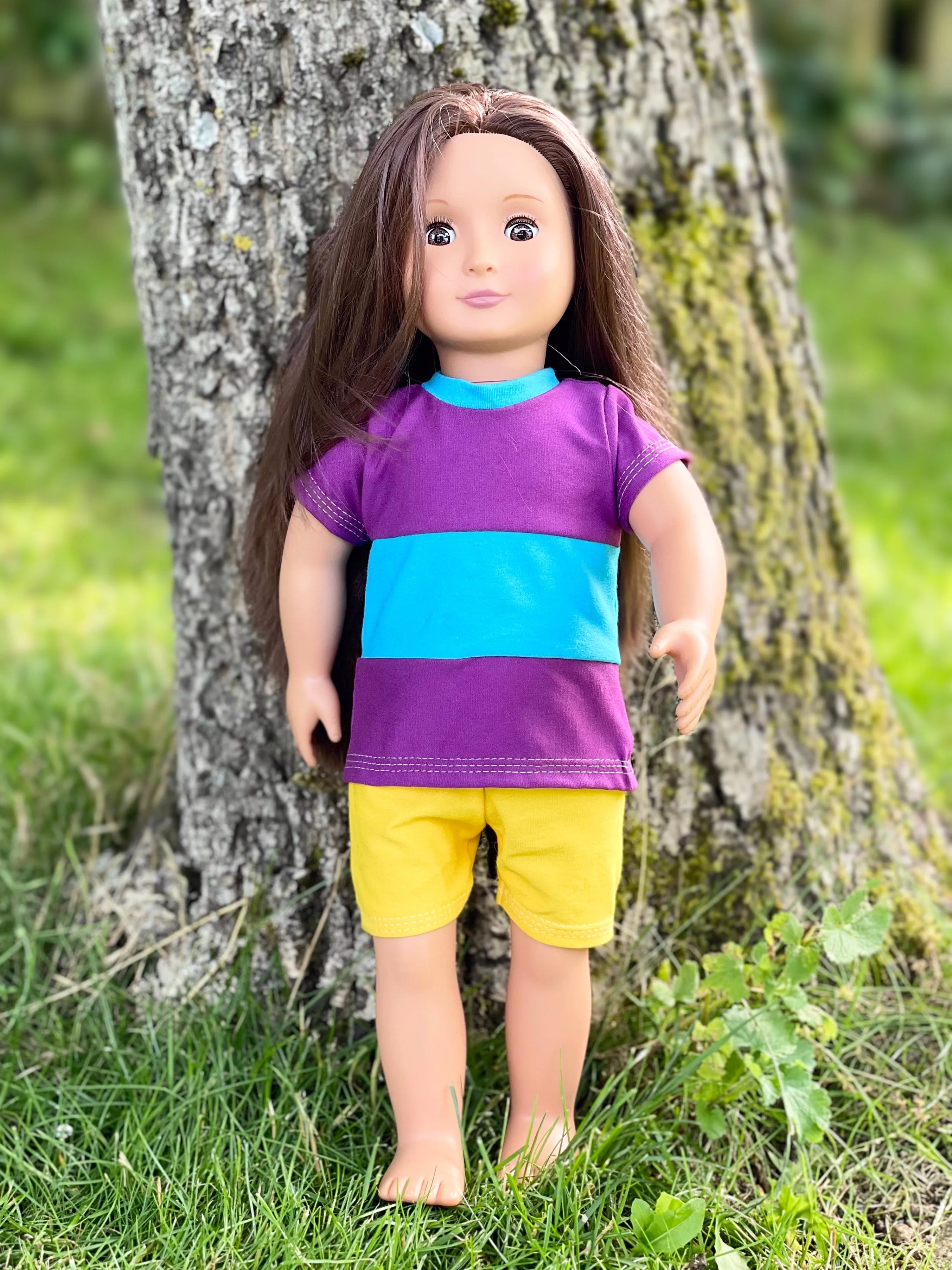 Color-Block Tie Top & Sunshine Leggings Doll Pattern Set