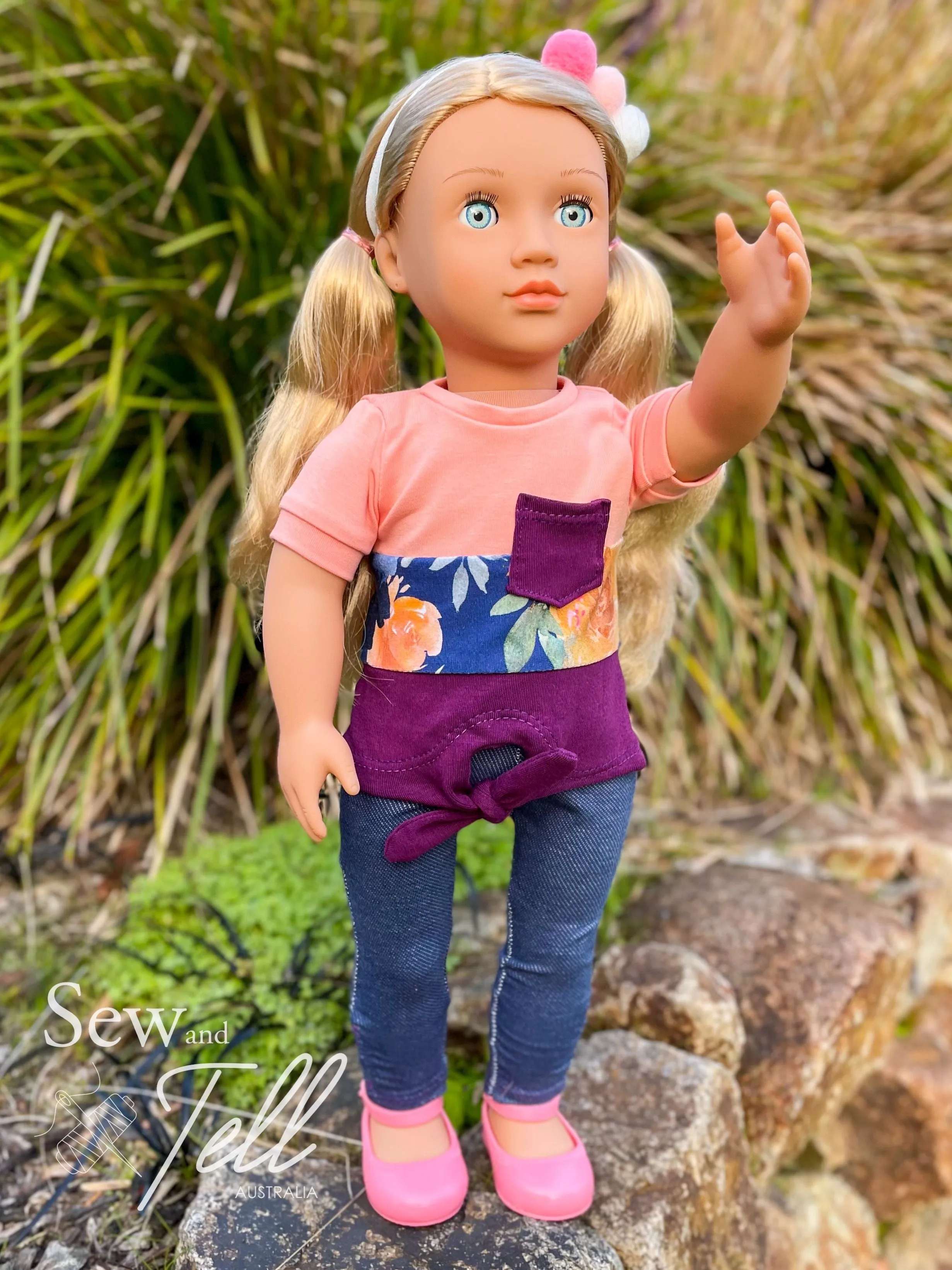 Color-Block Tie Top & Sunshine Leggings Doll Pattern Set