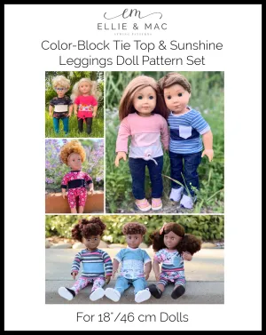 Color-Block Tie Top & Sunshine Leggings Doll Pattern Set